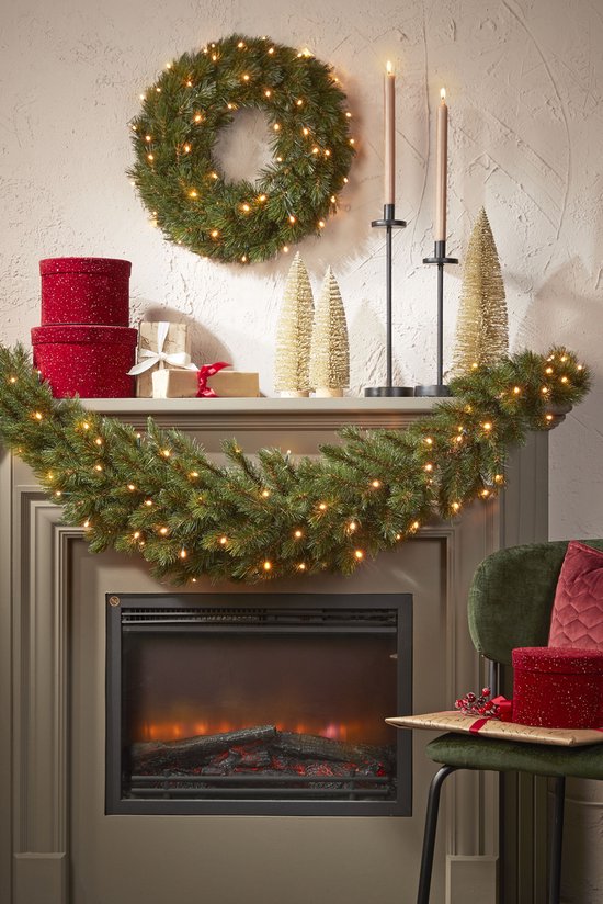 Triumph Tree Forest Frosted Guirlande Swag met LED Verlichting - L180 cm - Groen