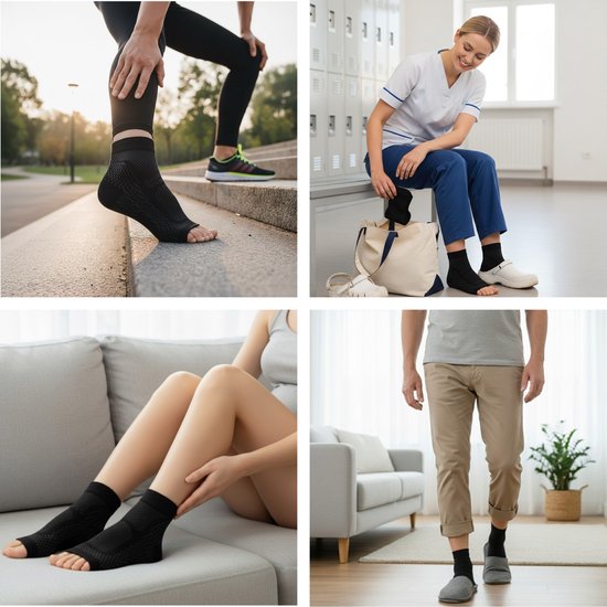 Alyze Compressie sokken - 2 paar - Maat 39-42 - Zwart - Voor Dames en heren - Kousen - Bed - Slaap - Sport - Sokken - Hardloop