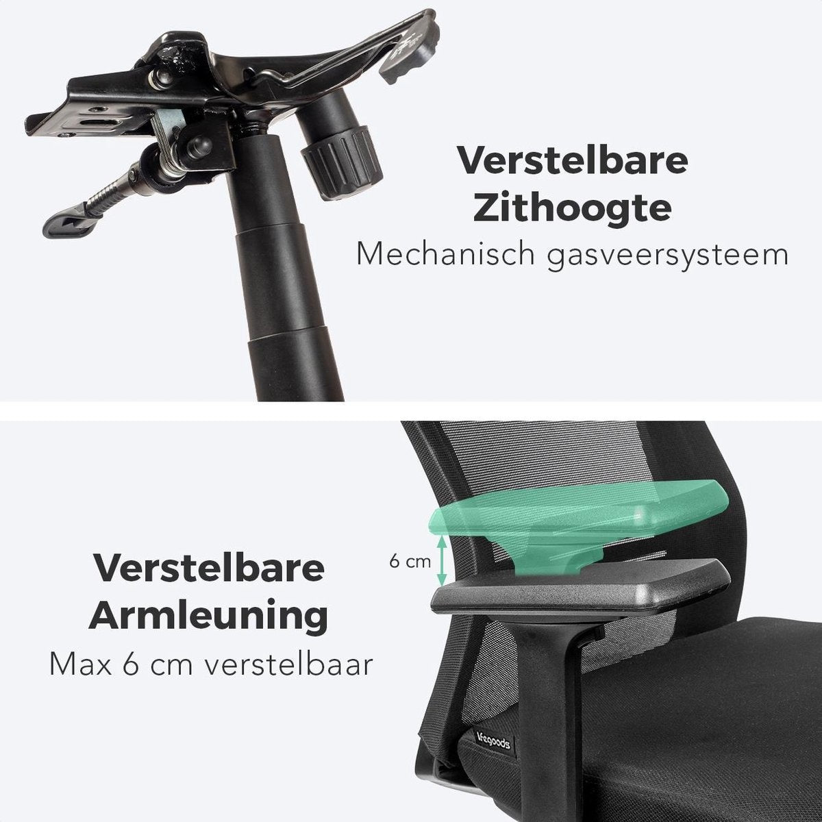 LifeGoods Ergonomische Bureaustoel - Office Chair - Verstelbaar - Volwassenen - Zwart