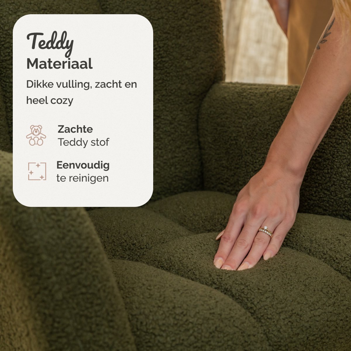 SITTT Noella schommelstoel - donker groen - 70x96x97 cm - relaxstoel & babykamer fauteuil