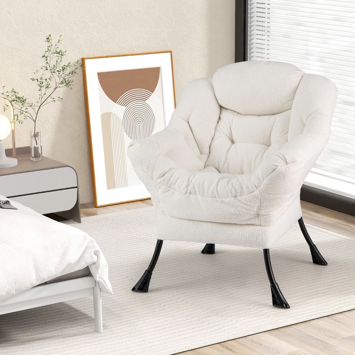 Coast Relaxfauteuil - Gestoffeerde loungestoel met hoofdkussen - Opbergvak - Beige