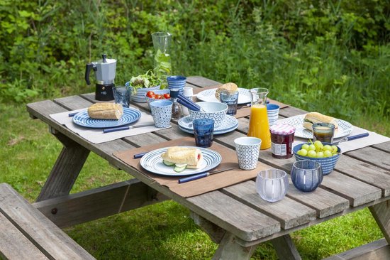 Bo-Camp - Servies - Mix & Match- 16 Stuks - Blauw