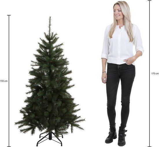 Black Box Trees Charlton Kerstboom - Kerstversiering voor Binnen met Natuurlijke Uitstraling - Kunstboom van Zachte PVC Naaldjes voor Realistische Look - H155 x Ø91 cm - Groen