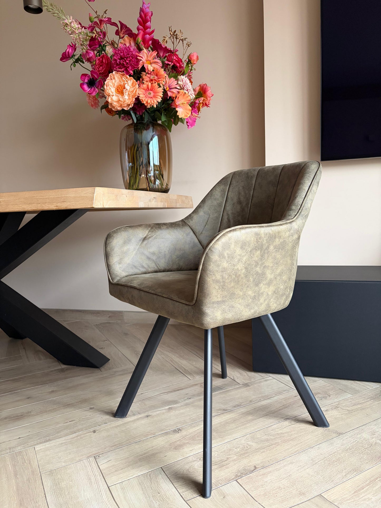 Meubel31 Tenno Draaibare Eetkamerstoelen Set van 2 - Microvezel - 55 x 45 x 88 cm - 360° Draaibaar