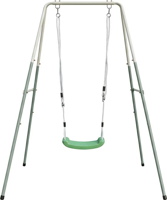 AXI Enkele Metalen 2-in-1 Schommel in Groen/crème – Meegroeischommel - Vrijstaande schommelset met kunststof schommelzitje en babyzitje - Schommelset voor kinderen