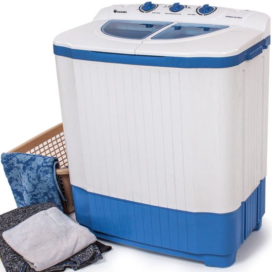 TecTake 400777 Was-droogcombinatie Vrijstaand Bovenbelading Blauw, Wit