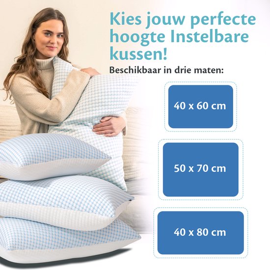EL-Life Hoofdkussen Nekklachten 40 x 80 cm - Bamboe kussen - Traagschuim / Memory Foam vulling - Ergonomisch en Orthopedisch - Inclusief kussensloop