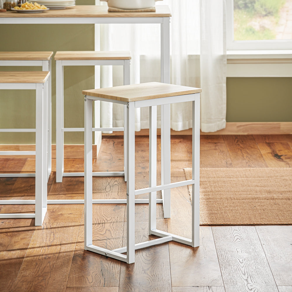 SoBuy Bartafel + 4 Krukken  - Modern - max. 120 kg - Wit / Bruin