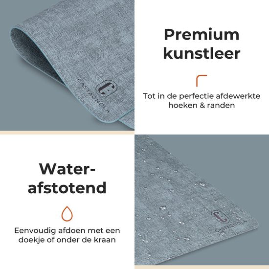 Castagnola Lederlook Placemats - Antislip Placemat van Kunstleer - Waterafstotende Onderlegger - Onderzetter - Placemats kunststof - 6 Stuks - 45 x 30 cm - Gemêleerd Blauw