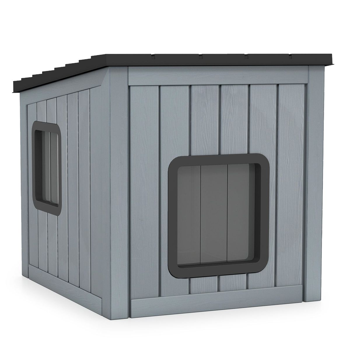 Coast Kunststof kattenhuis - weerbestendig - dubbele PVC-deuren - grijs - 62,5 x 54 x 56,5 cm