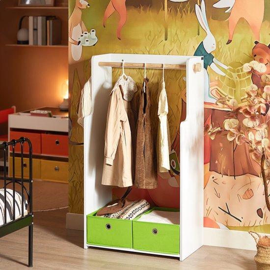 SoBuy KMB109-W Kinderkledingrek - Wit Houtcomposiet met Opbergruimte