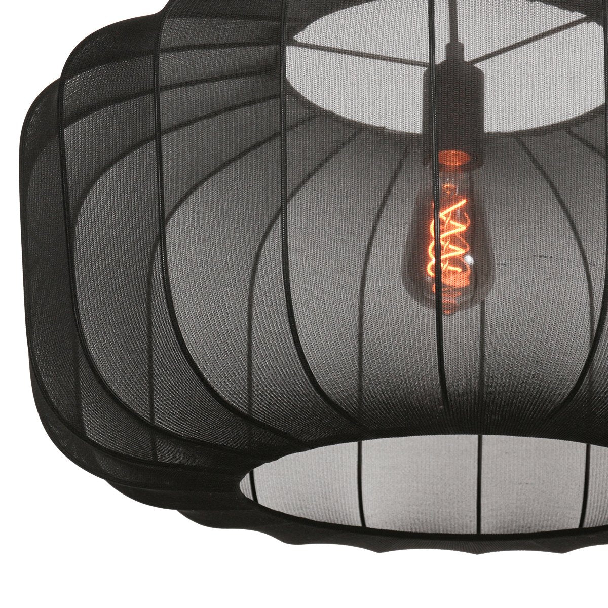 Anne Lighting - hanglamp - Sable - zwart - linnen metaal - Ø 60cm - E27 - 4193ZW
