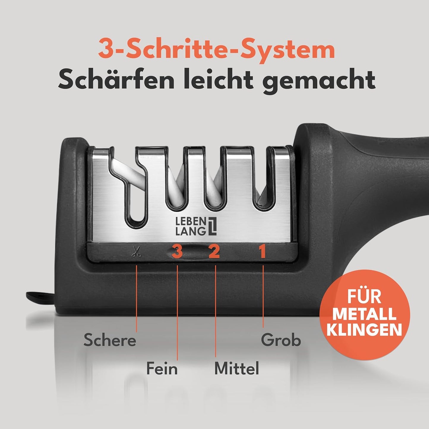 LEBENLANG Messenslijper - 4 Niveaus - 22 x 6.5 x 5.5 cm - Zwart