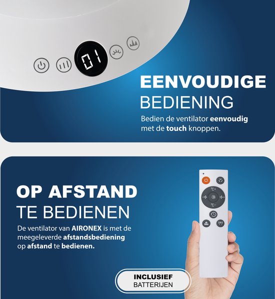 Energiezuinige Elektrische Kachel Aironex - Verwarming en Verkoeling in 1 - Heater - Design Ventilatorkachel - Kachelventilator - Verwarming ElectrischBladloze Ventilator - Torenventilator Aironex - Ventilator Staand - Aircooler