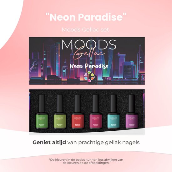 Moods Gellac 6-delige Set - Gellak Starterspakket - Gel Nagellak - 8ML - Neon Paradise - Gellac - Nagels - Chique Kleuren