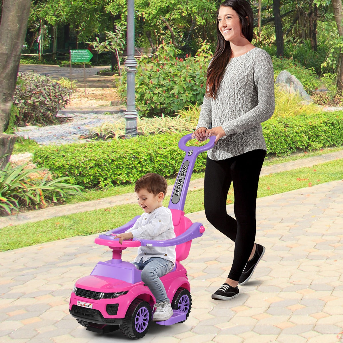 coast 3-in-1 Loopauto - 89×43×84 cm - Roze - Duwauto - Loopwagen