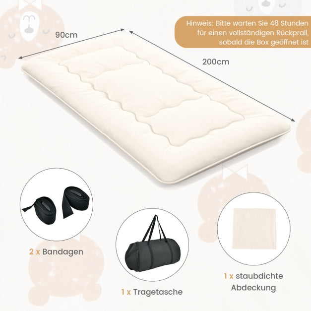 Coast Vloermatras – Wasbaar & Oprolbaar – 200 x 90 x 10 cm – Beige