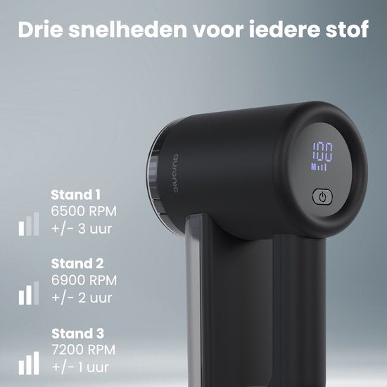 Auronic Elektrische Pluizenverwijderaar Pro - Pluizentondeuse - Oplaadbaar - LED display - 3 Standen - Ontpluizer - Zwart