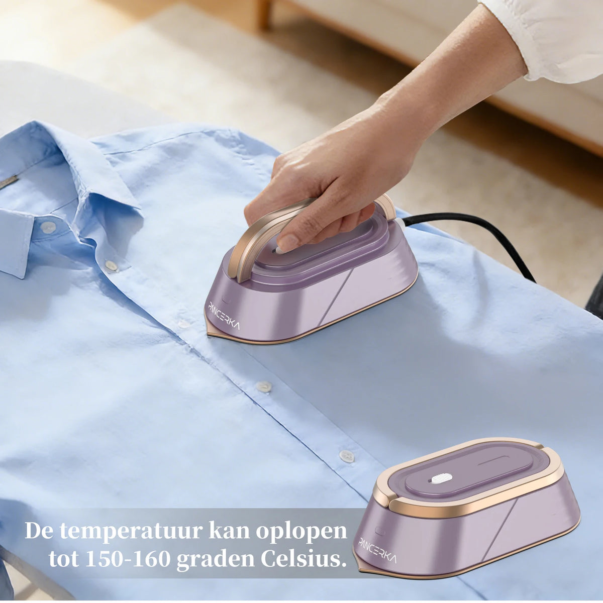 PANCERKA Draagbaar Strijkijzer - 110-240V - Snelle Opwarming 18 sec - Compact & Licht