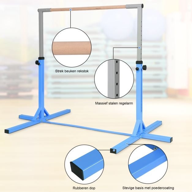 Coast Gymnastiek Rekstok in Hoogte Verstelbaar - 91-150cm - Blauw