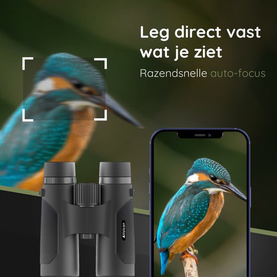 Volcan Waterdichte Verrekijker 10x42 - Voor Volwassene - Gasgevuld - HD - Met Lensdoppen, Draagtas en Nekkoord - Zwart