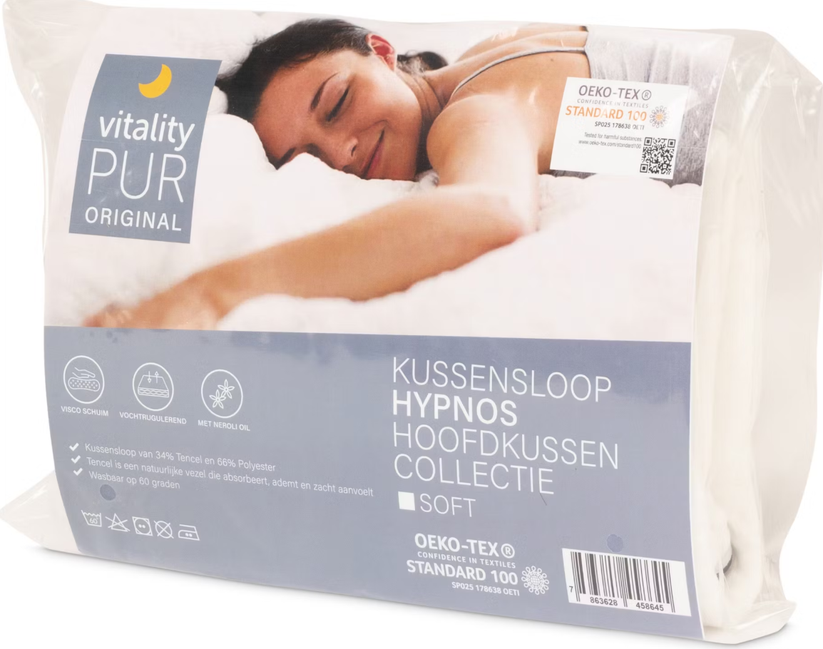 Vitality Pur Hypnos Kussen - Stevig - 40 x 60 cm - Visco Schuim - Tencel Hoes
