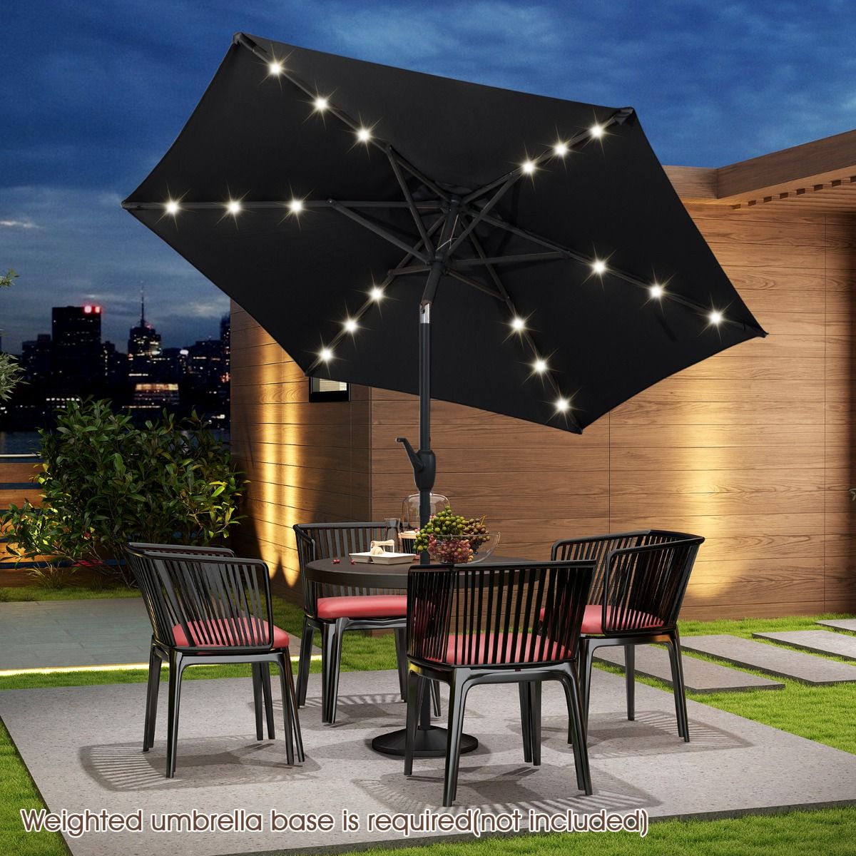 Coast Terrasparasol op zonne-energie - met LED-verlichting - kantelbaar en geventileerd - zwart 230 cm