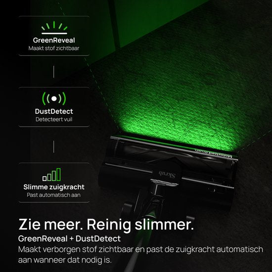 Skrub Steelstofzuiger Draadloos 500W - 60 Min - 32kPa - HEPA H13 - Kruimeldief - Snoerloze Stofzuiger zonder zak