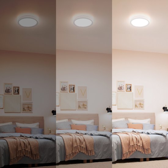 Philips All-In-One Plafondlamp - 2-Pack - Met Afstandsbediening - 24W - LED-verlichting - Warm- tot Koelwit licht; 2700K tot 6500K - 30 cm - Wit - Rond