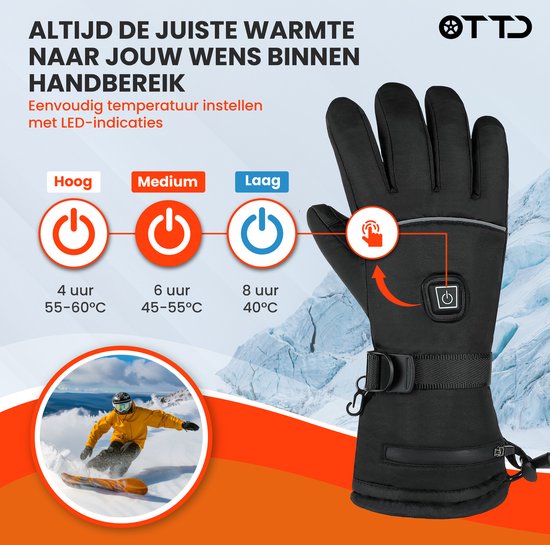TTD® Verwarmde Handschoenen Oplaadbaar - Maat XL - Elektrische Handschoenen met Verwarming - Verwarmde Wanten - Batterij Verwarmde Handschoenen Heren en Dames - Unisex
