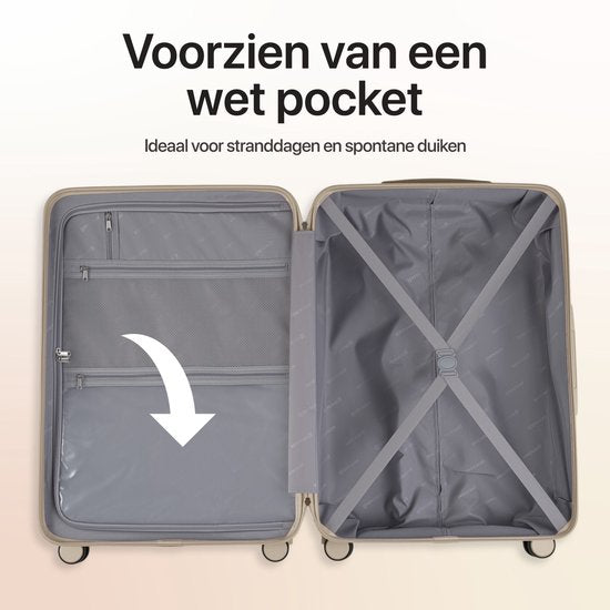 SKYCASES – Medium Reiskoffer – Classic Heritage – Lichtgewicht – TSA Slot – 66x45x26 cm – 63L – M Rolkoffer – Geruisloze Wielen – Beige