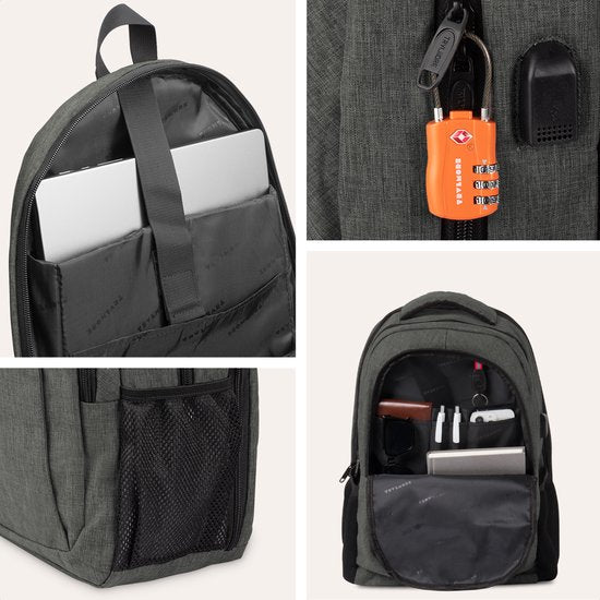 TRVLMORE Rugzak - 36L - 17 inch - Laptop Rugtas - Schooltas - Heren en Dames - Laptoptas - Spatwaterdicht Grijsgroen