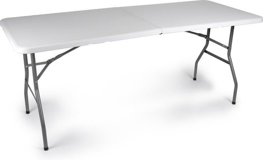 Campingtafel Inklapbaar - Tuintafel Kunststof - 180x74x74cm - tot 6 Personen - Wit