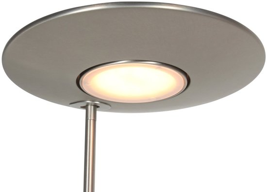 Vloerlamp Zenith 2 4394ST staal met uplight en leesarm - Steinhauer Exclusive, modern design, draaibaar en kantelbaar, 4940 lumen verlichtingskracht, verstelbare kleurtemperatuur van 2200 tot 4000 Kelvin