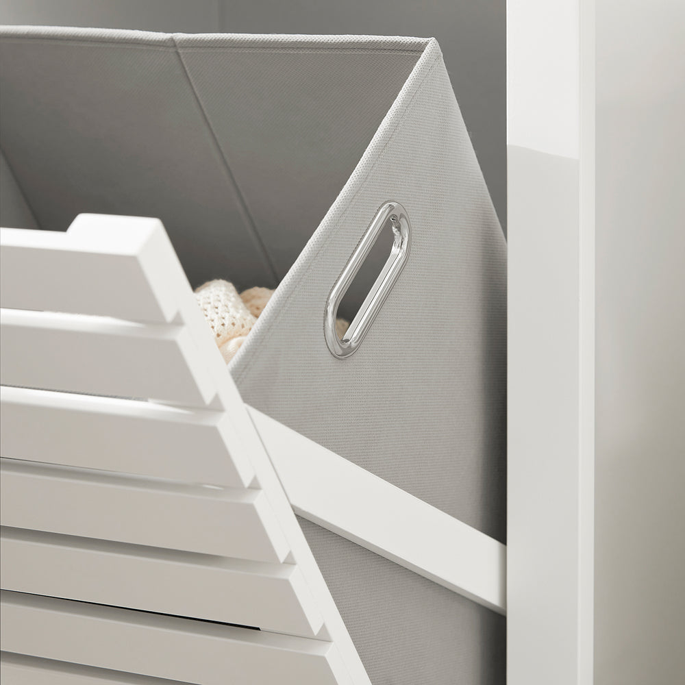 SoBuy BZR67-W Badkamermeubel - Kantelbare Wasmand - Wit MDF hout - 42x30x90 cm