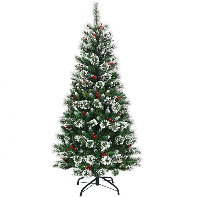 Coast Kunstkerstboom met Sneeuwvlokken Rode Bessen en Dennenappels - Groen - 180cm
