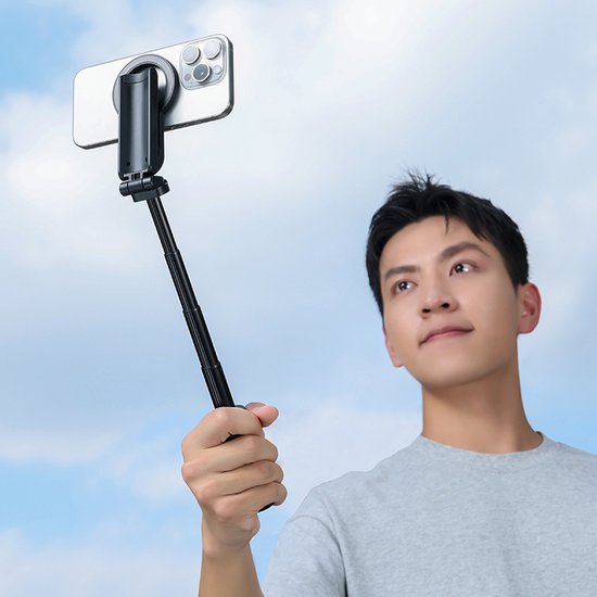 Ulanzi JJ03 Pocket selfiestick statief Magnetisch - met afstandsbediening - Selfiestick - Telefoonstatief iPhone - Smartphone grip voor iPhone - Zwart