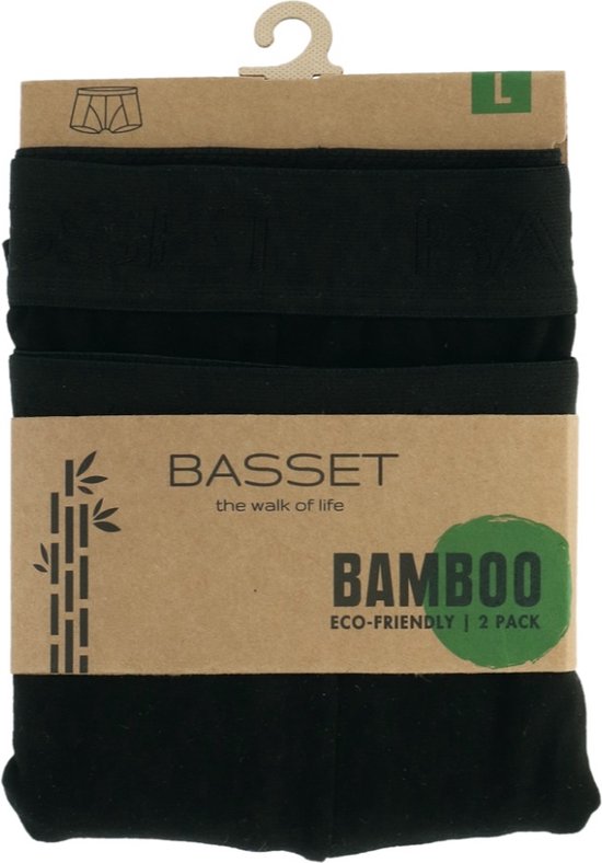 Basset Bamboe Heren Boxershorts zwart 2-pack - maat XXL