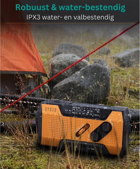 Urban State Noodradio opwindbaar en batterij - Solar radio - Zaklamp / powerbank - Noodradio solar opwindbaar