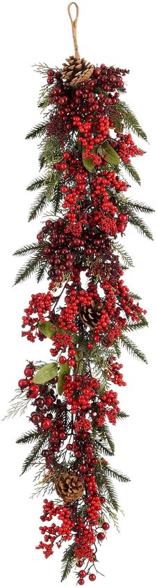 Mica Decorations Randell Druppelvormige Kerstslinger - L110 x B18 x H10 cm - Rood