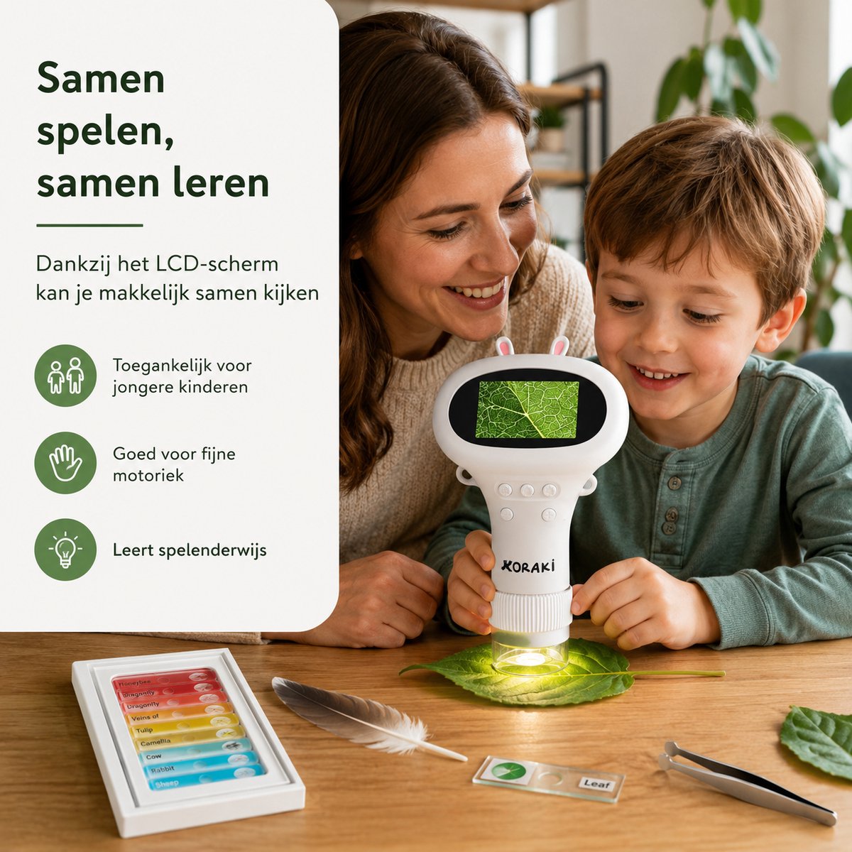 Koraki® Digitale Microscoop voor Kinderen - LCD Scherm - 30x-50x - Camera - Micro-SD