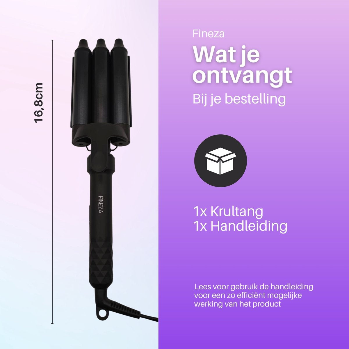 Fineza Wafeltang Haar - Krultang - Zwart