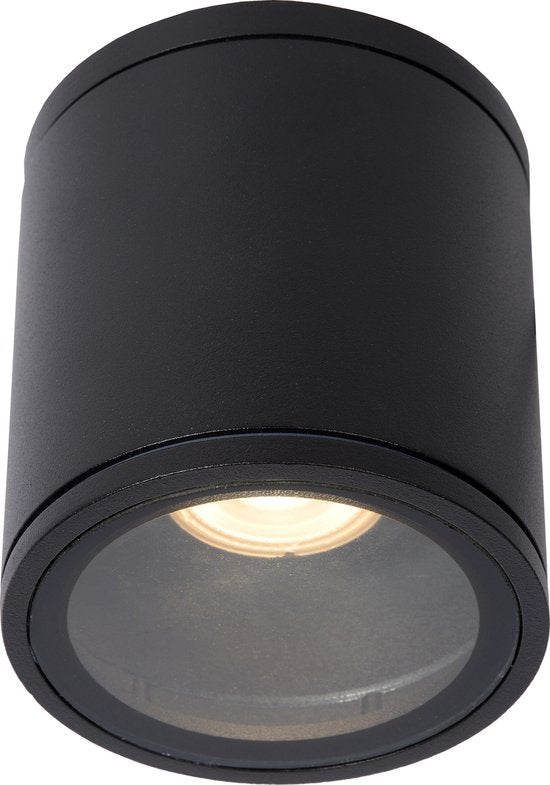 Lucide AVEN - Plafondspot (Plafondlamp) Badkamer - Ø 9 cm - 1xGU10 - IP65 - Zwart