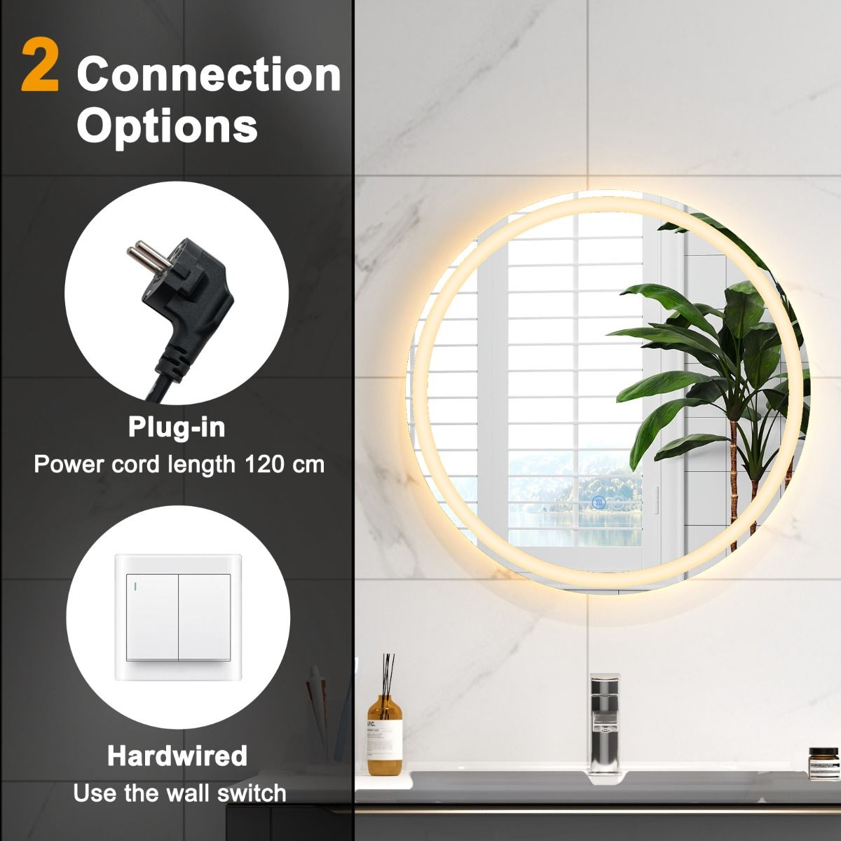 Coast Led-badkamerspiegel - dimbaar met anti-condens - geheugenfunctie - zilver 60 x 60 cm
