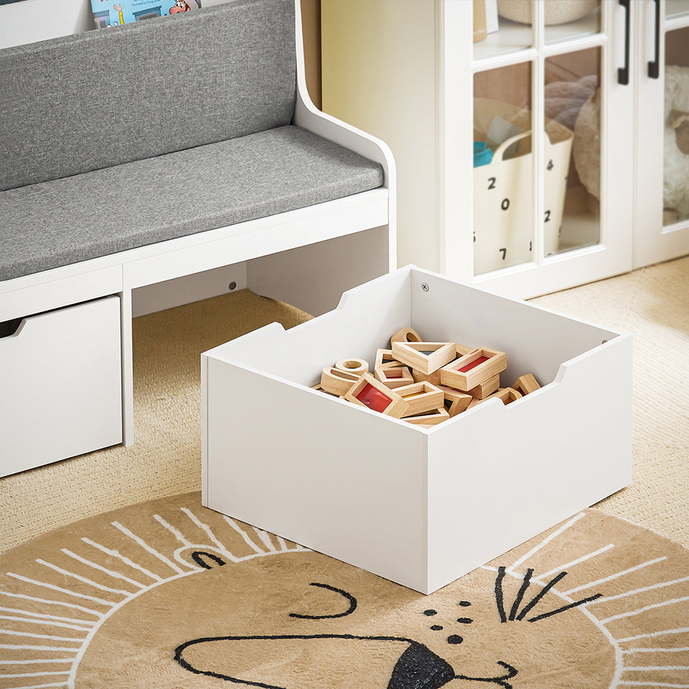 SoBuy Kinderopbergbank met boekenkast - 2 Lades - Max. 120 kg - 100 x  45 x 70 cm - Wit / Grijs