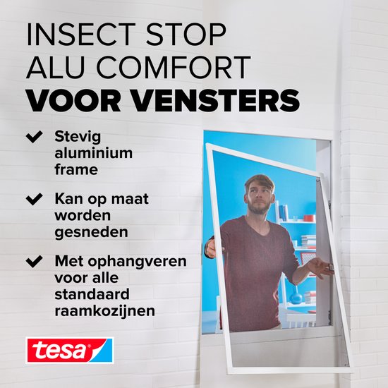 tesa ALU COMFORT 55195-00002-00 Vliegenhor (b x h) 1200 mm x 1500 mm Wit 1 stuk(s)