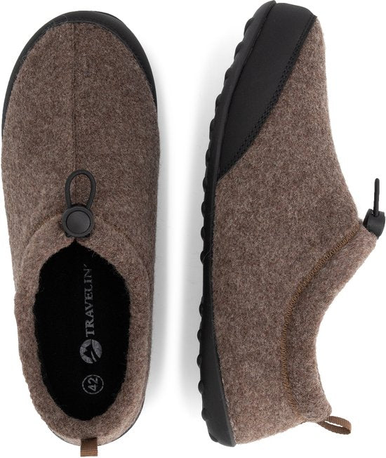 Travelin' Back2Home Heren - Pantoffels - Wol - Bruin - maat 45
