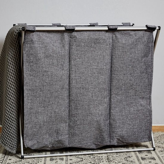 Wenko 3 vaks wasmand trekkoordsluiting - 3-vaks - zonder deksel - 130 liter