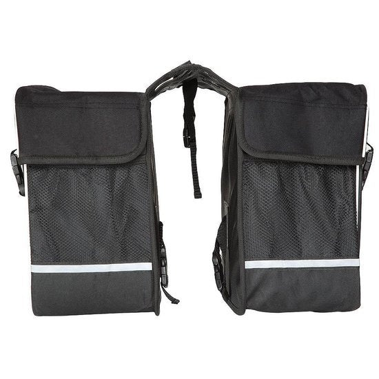 TecTake - Dubbele Fietstas - 35 l - Zwart/Grijs