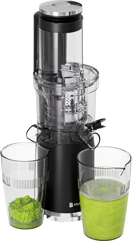 KitchenBrothers Slowjuicer - Sapcentrifuge - Verticaal - Juicer - Groenten en Fruitpers - 80 mm - 750 ml - Zwart